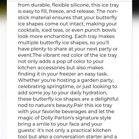 Dolly Parton Butterfly Ice Cube Tray- Blue - Picture 5 of 7